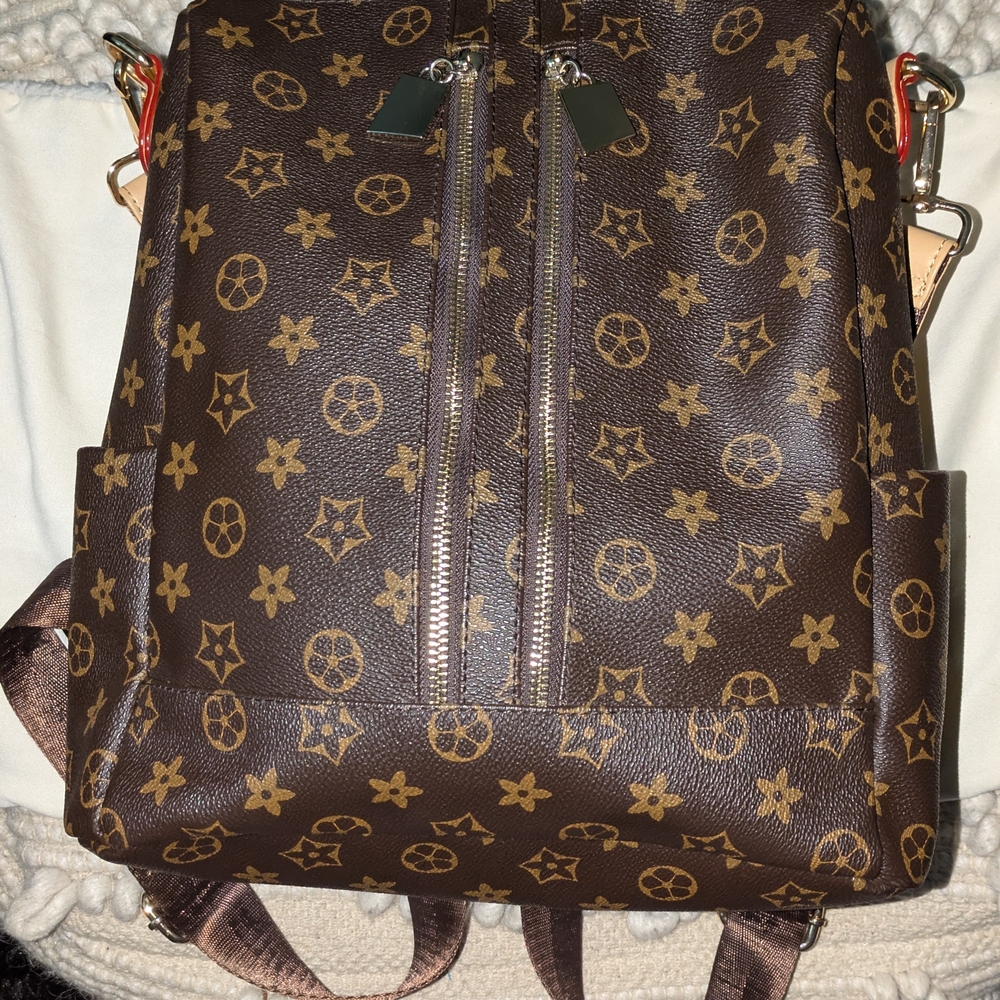 Brown Patterned Backpack - image 4